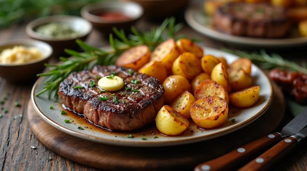 steak and potatoes